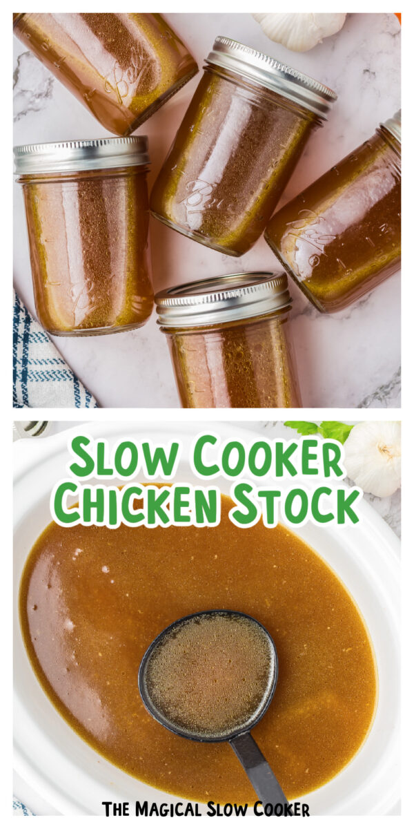 2 images of chicken stock for pinterest.