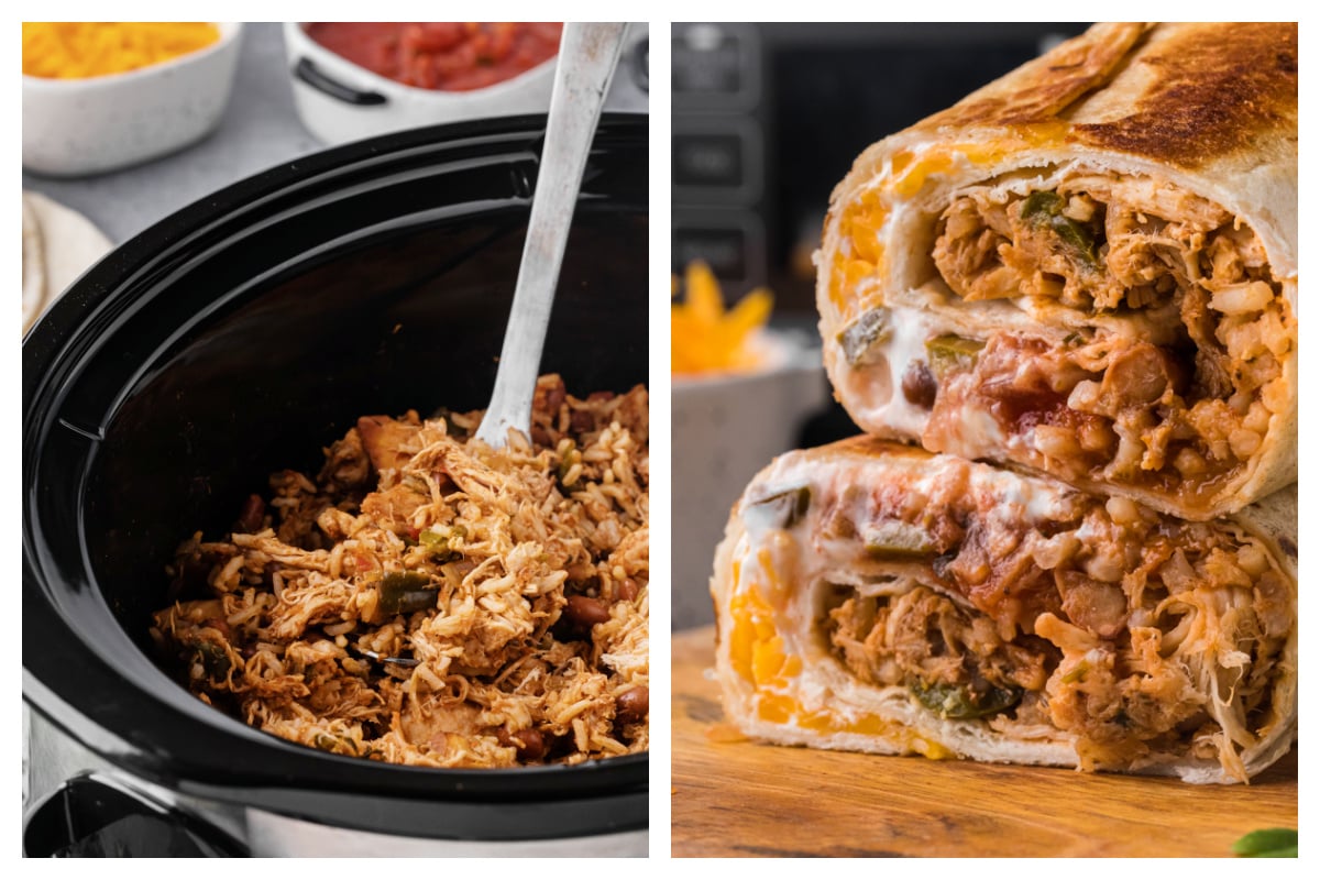 Slow Cooker One Pot Chicken Burrito Filling