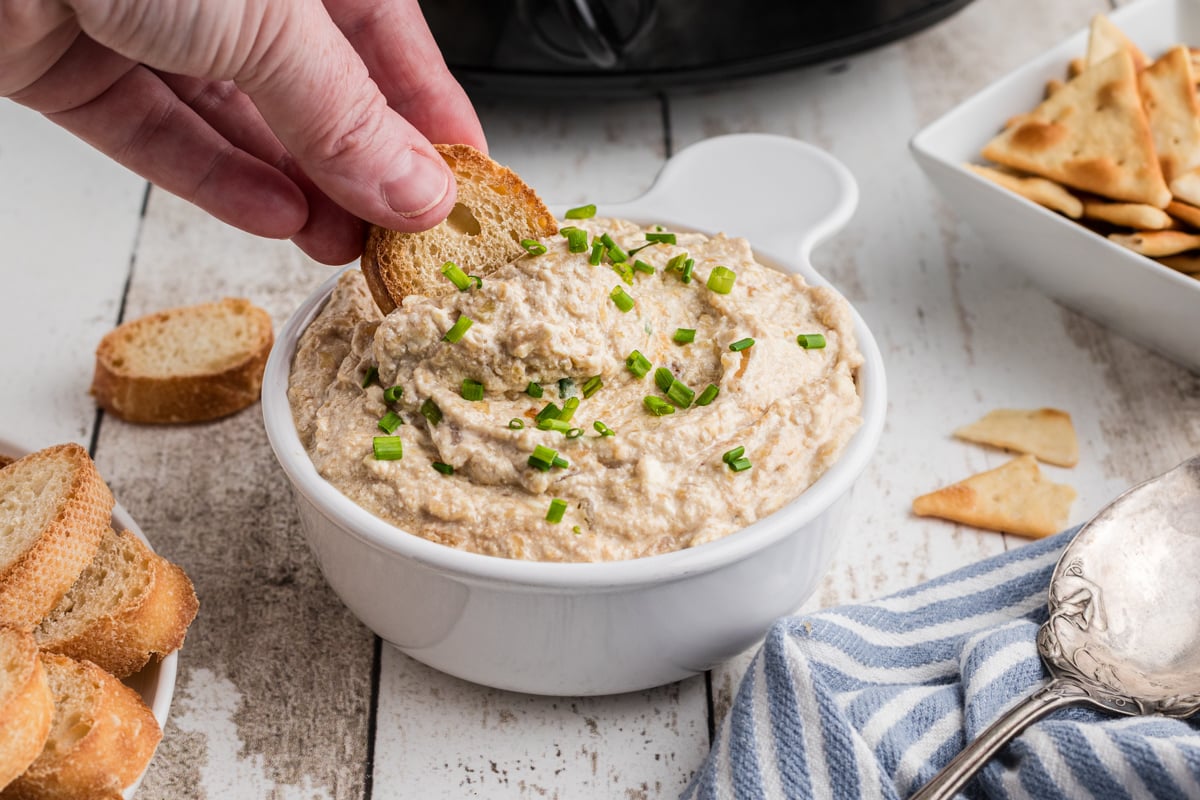 bowl of french onion dip.