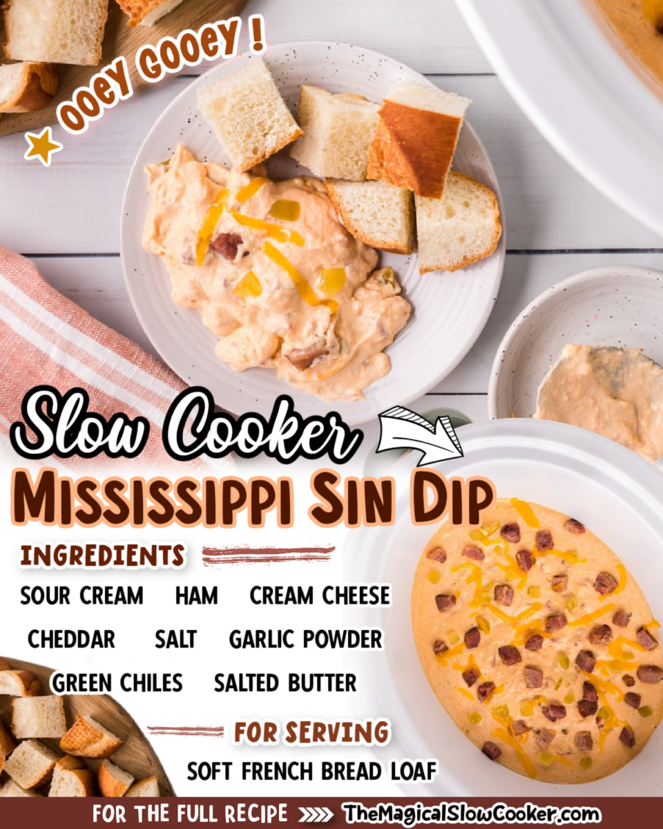 Mississippi sin dip images text of the ingredients for facebook and pinterest.