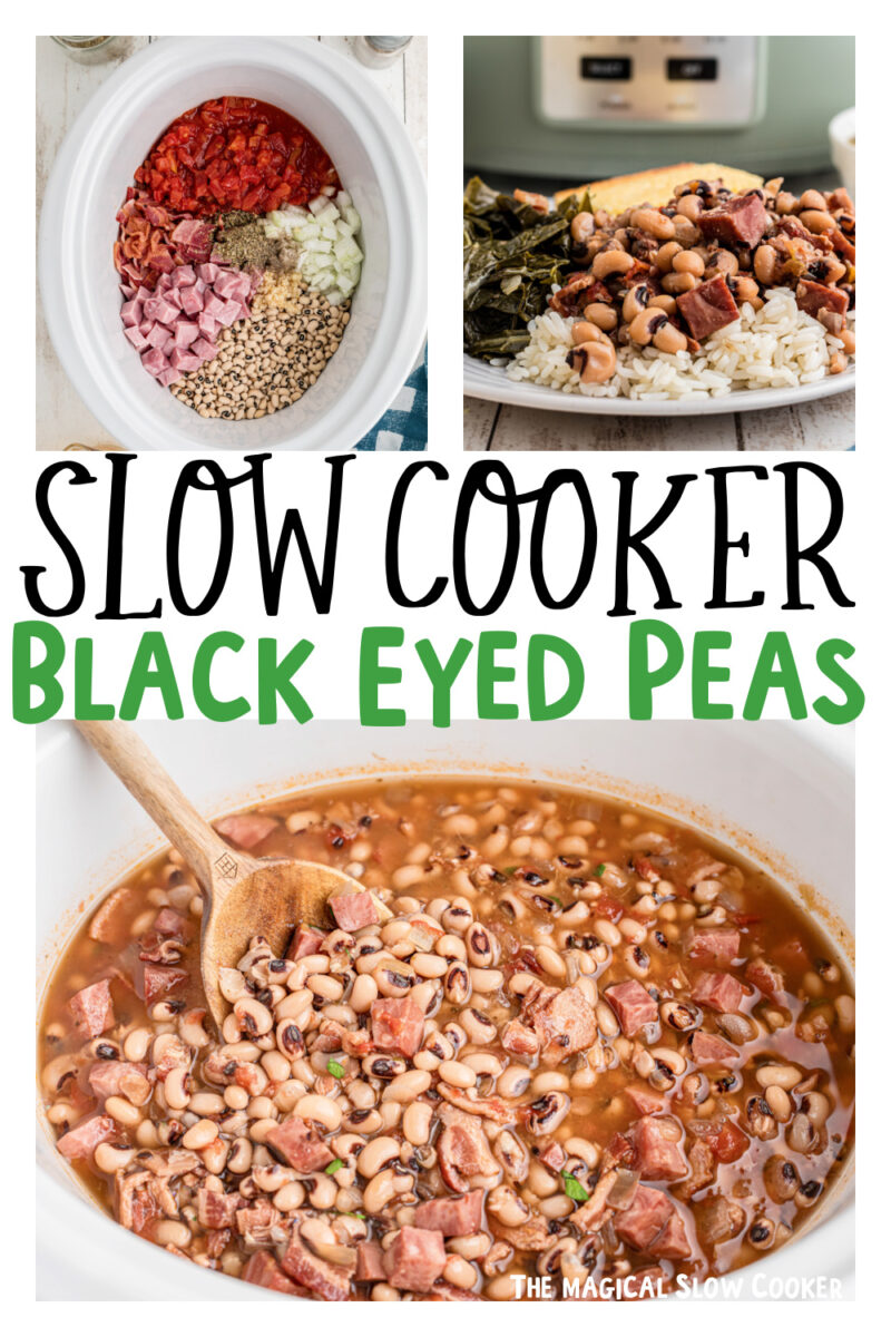 images of black eyes peas with text overlay for pinterest.