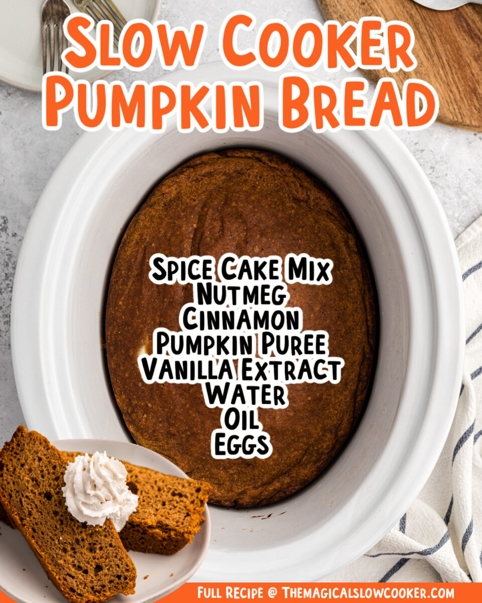 Images of pumpkin bread with text overlay for pinterest,