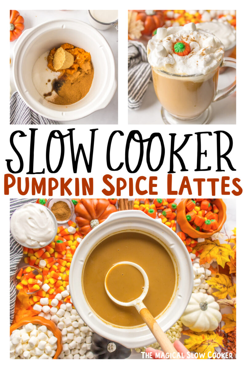 images of pumpkin spice lattes in a slow cooker.