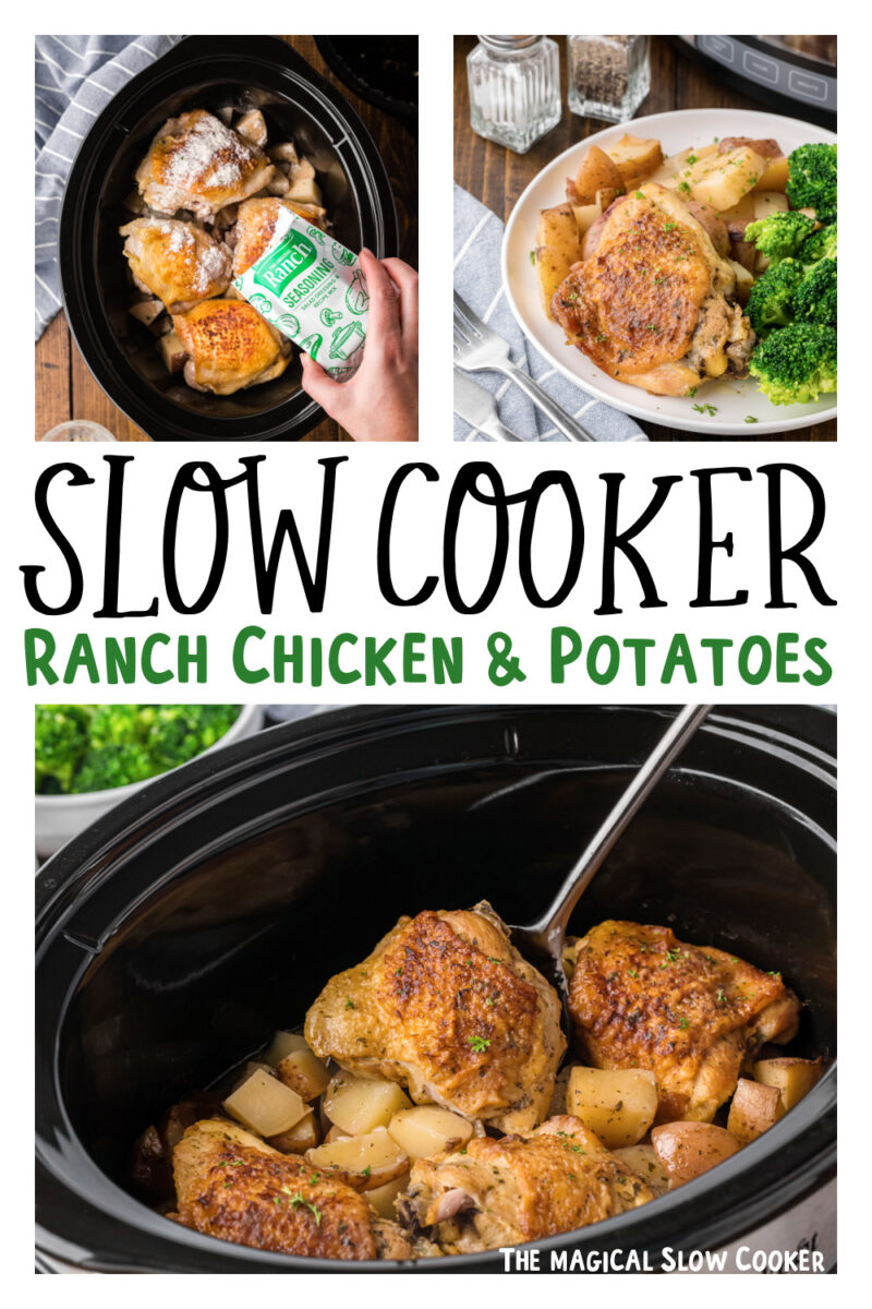 Images of ranch chicken and potatoes with text for pinterest.