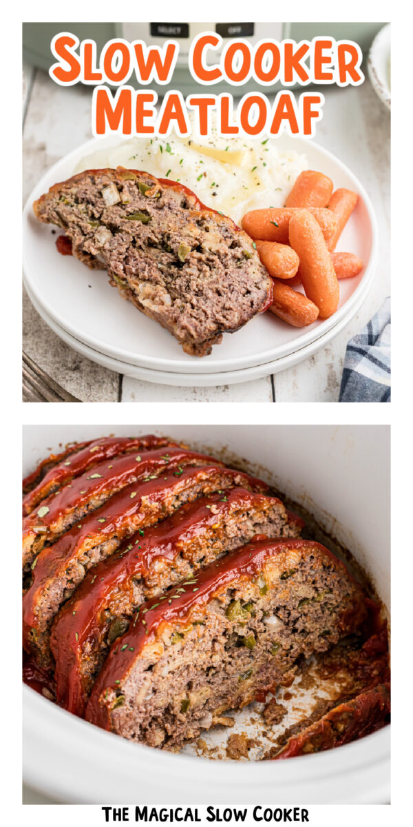 2 images of cooked meatloaf.