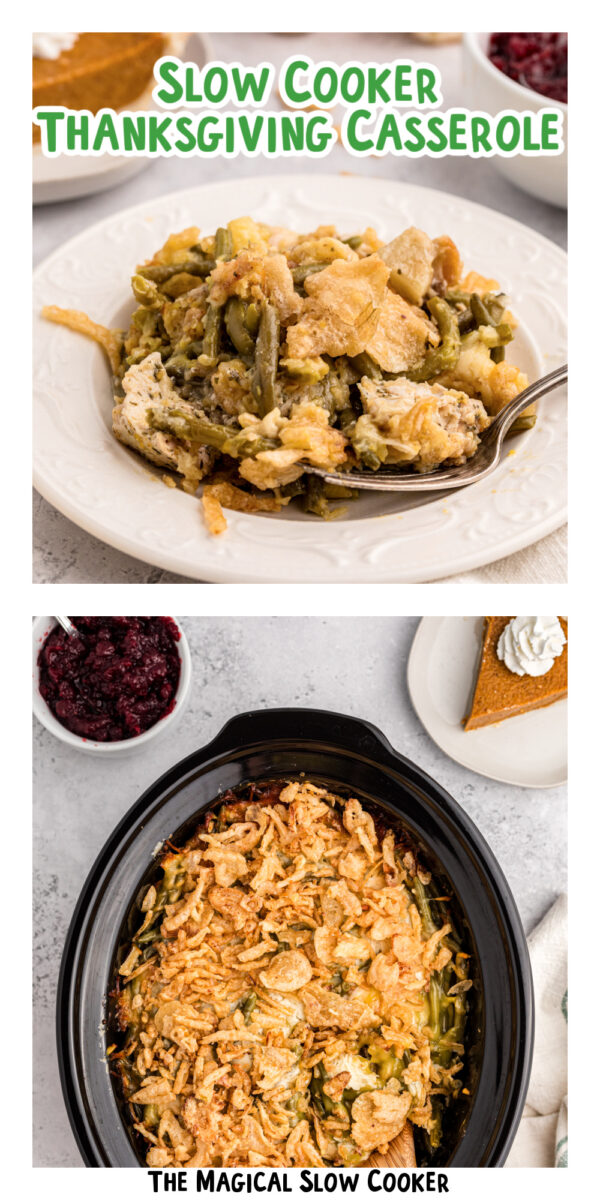 2 images of thanksgiving casserole for pinerest.