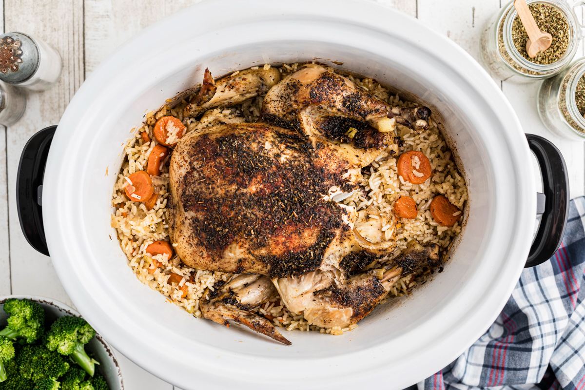 Slow Cooker Whole Chicken and Rice-image