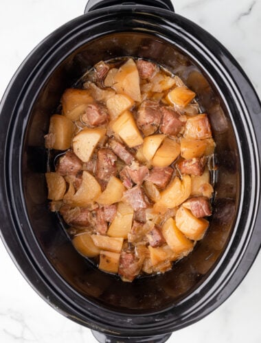 corned beef hash in a slow cooker.