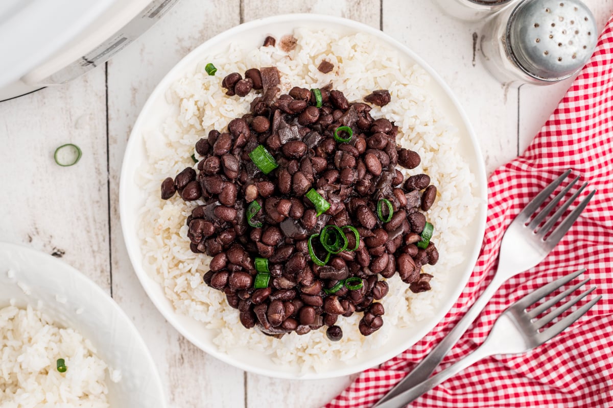 black beans over rice.
