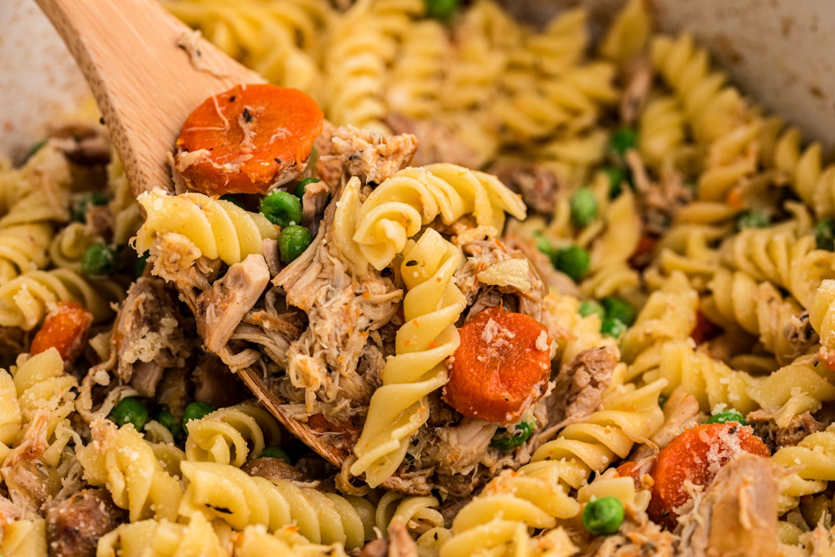 pasta and noodles on a spoon.