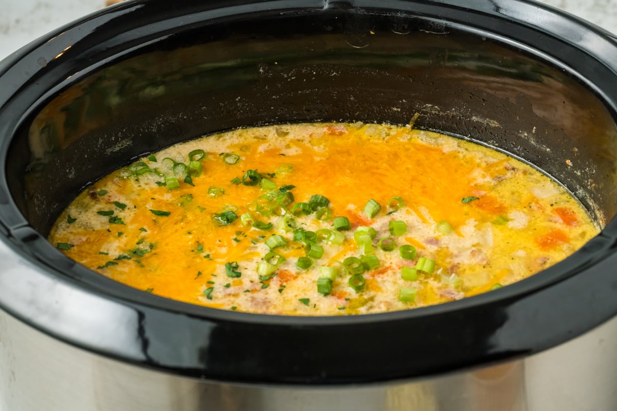 ham and potato soup in a crockpot.