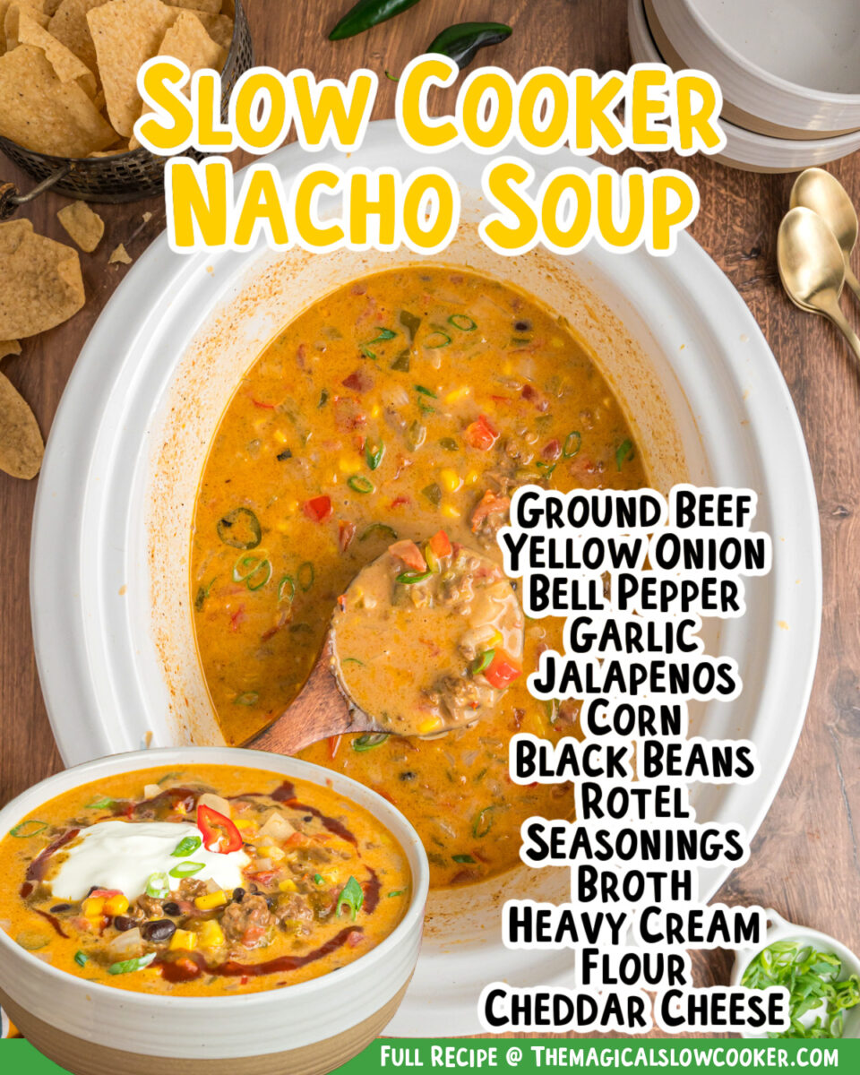 images of nacho soup with text of the ingredients.