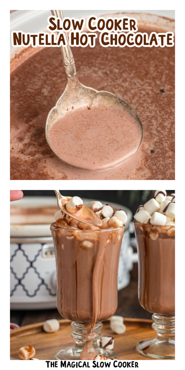 2 images of nutella hot chocolate.