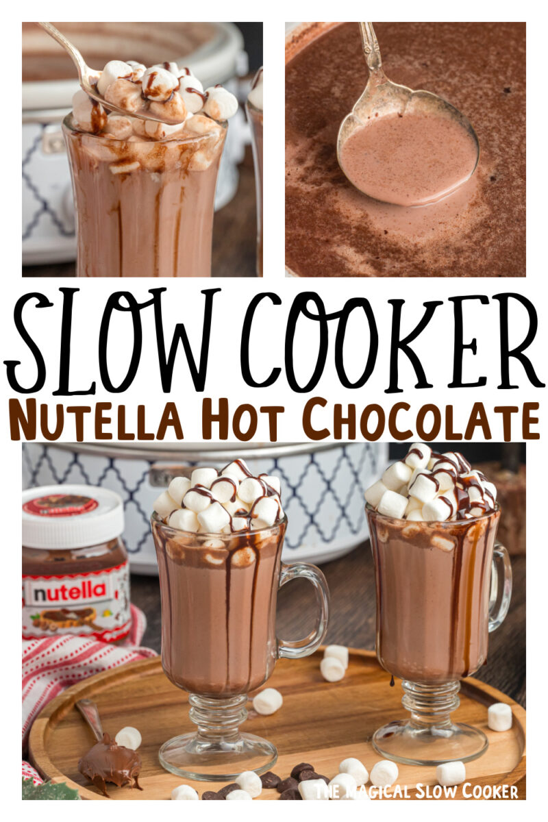 Images of nutella hot chocolate with text overlay.