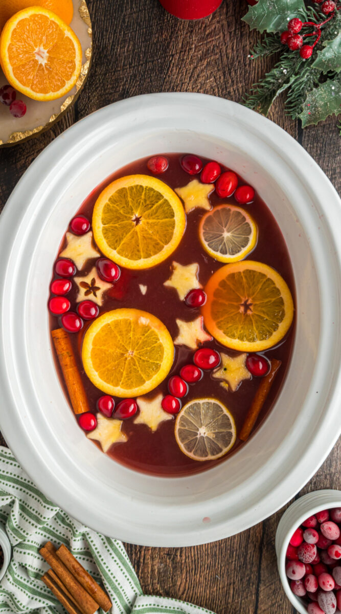 Long image of warm christmas punch for pinterest.