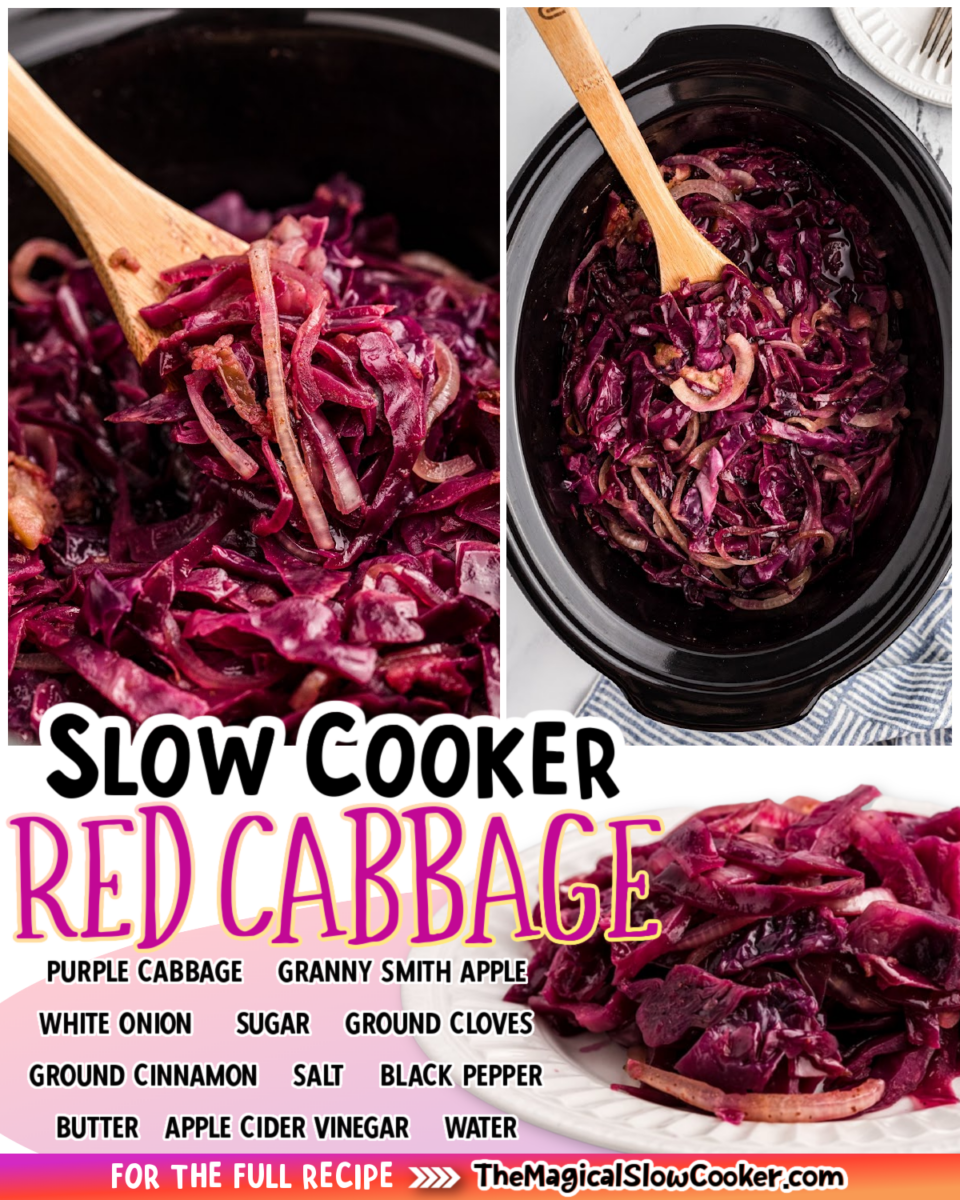 Red cabbage images with text of what the ingredients are.