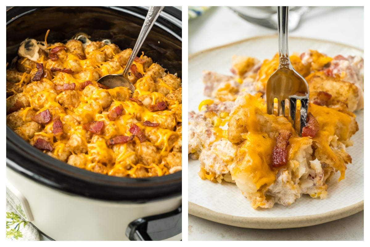 Slow Cooker Bacon Cheeseburger Tater Tot Casserole The Magical Slow Cooker