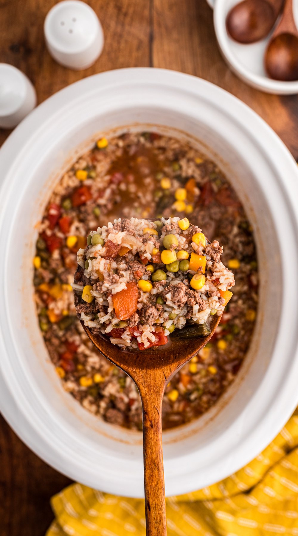 long image of slow cooker busy day soup.