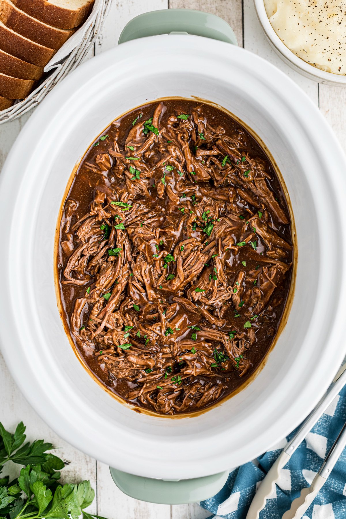 shredded beef and gravy.