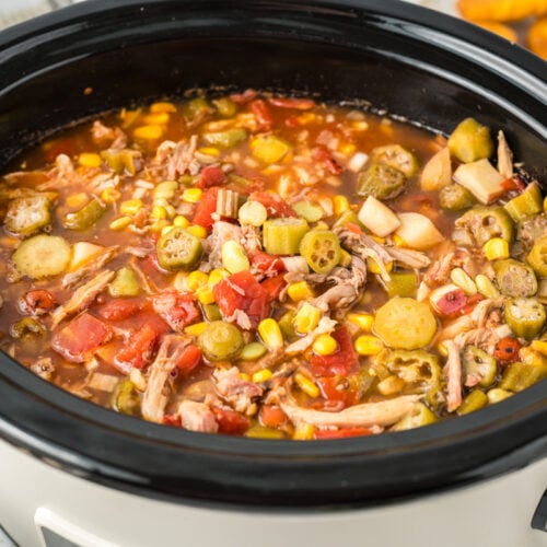 Brunswick stew in a slow cooker.