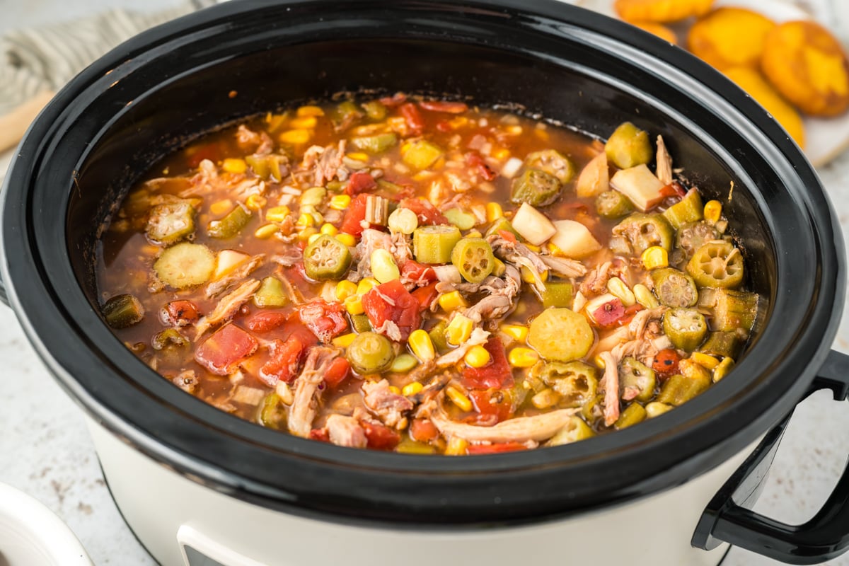 Brunswick stew in a slow cooker.