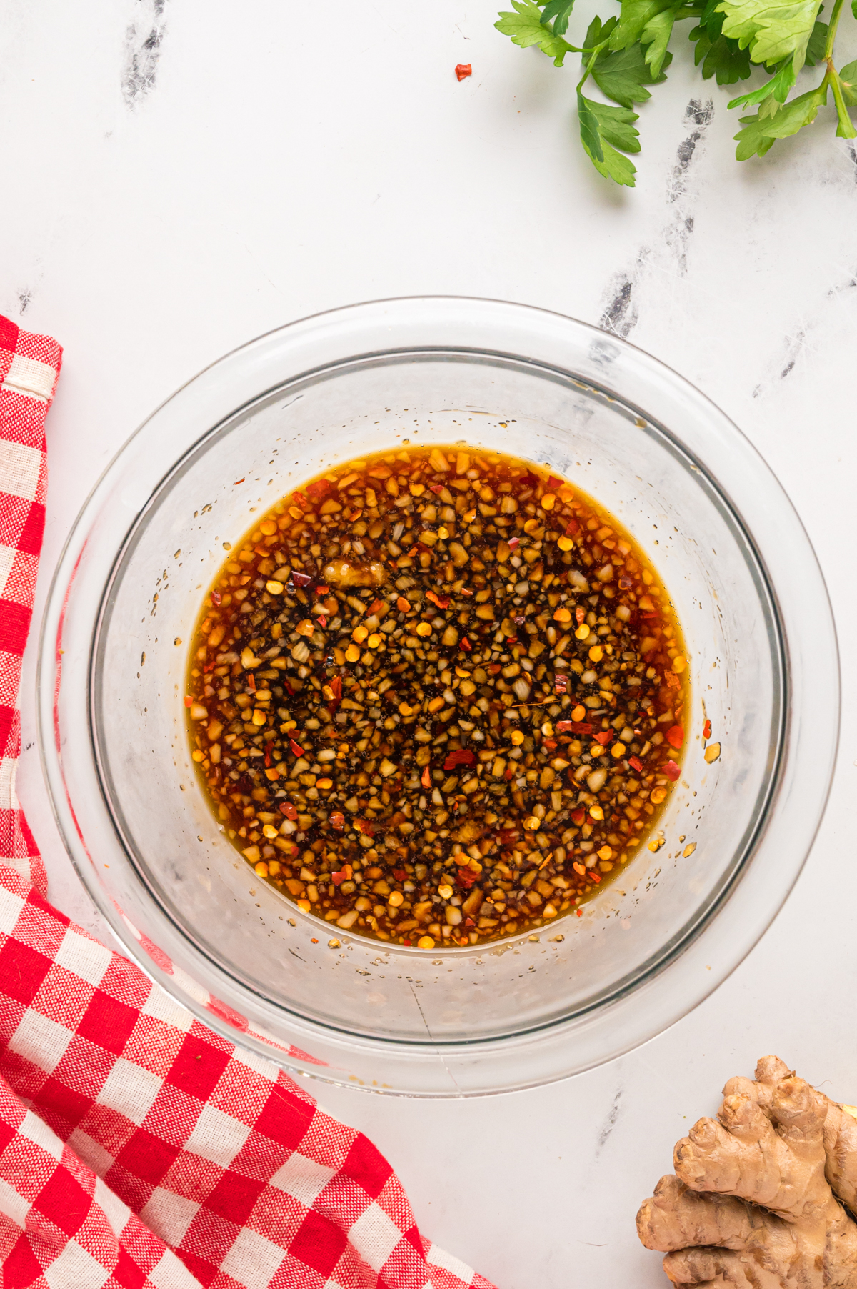 Homemade honey garlic sauce in a bowl