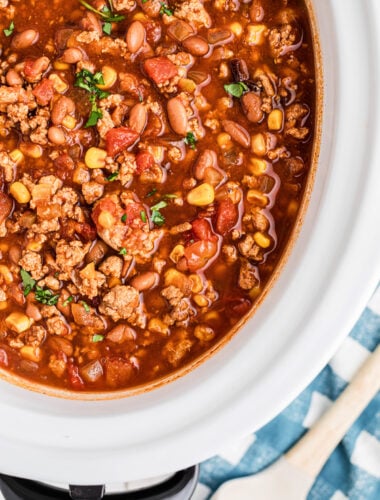 turkey chili in a slow cooker.
