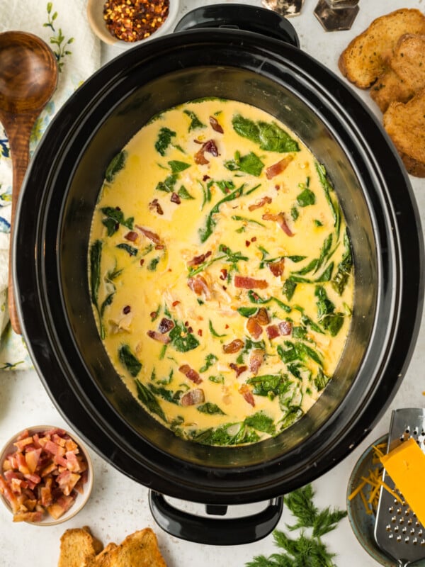 Crack chicken soup in a slow cooker.