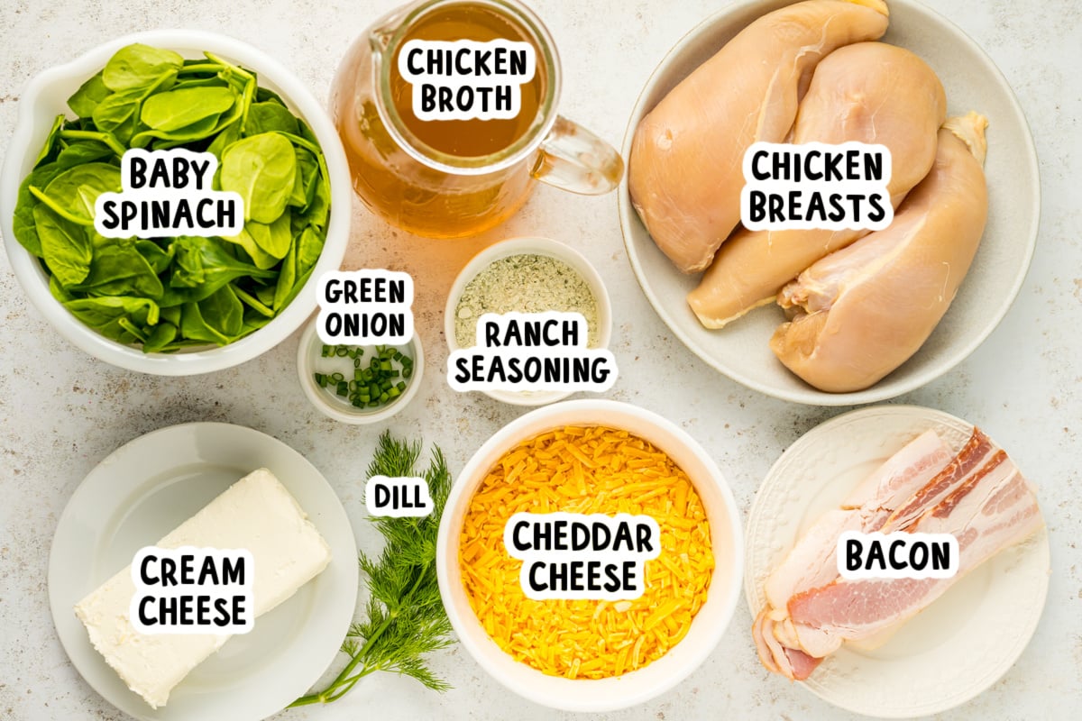ingredients to make slow cooker crack chicken soup.