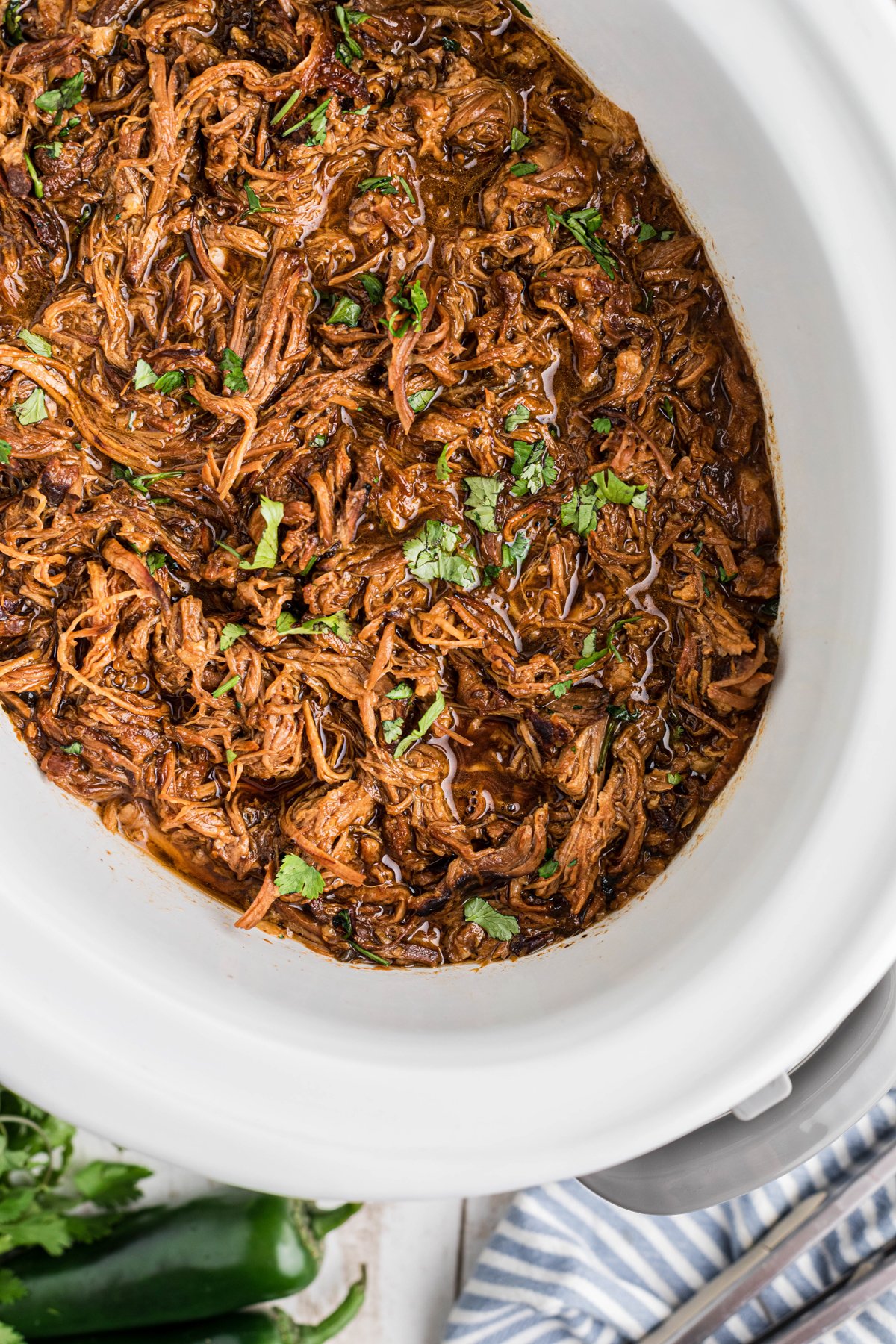 pulled pork chow down in a slow cooker.