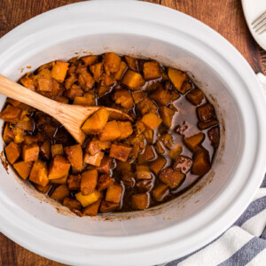 overhead shot of slow cooker butternut squash.