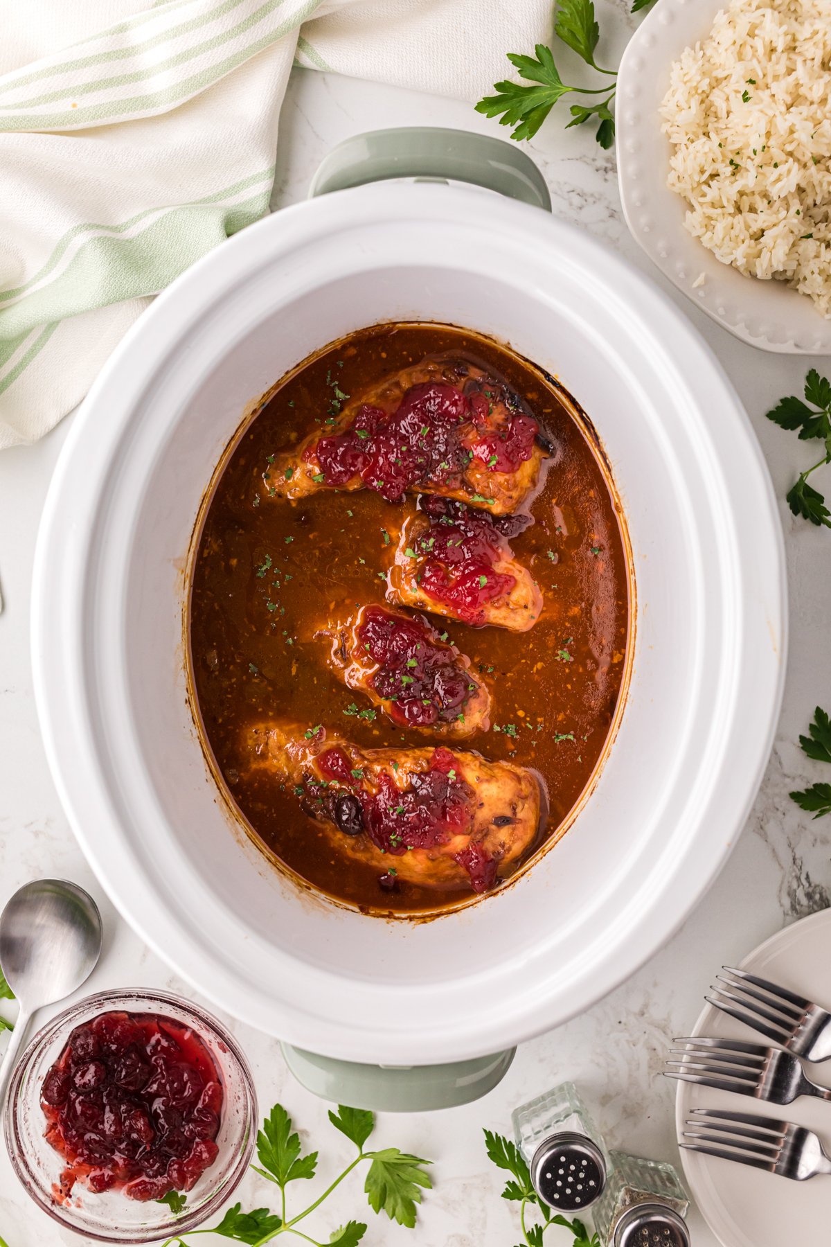Done cooking cranberry chicken.