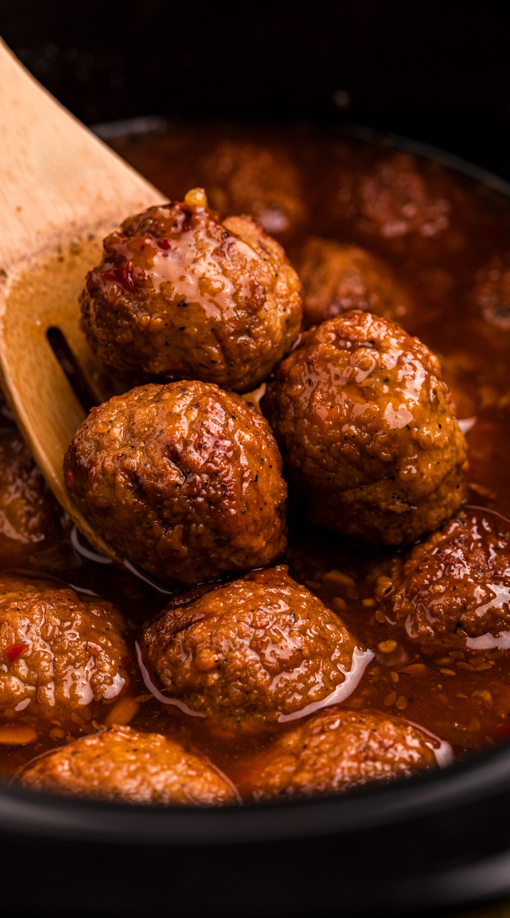 long image of slow cooker jalapeno meatballs.