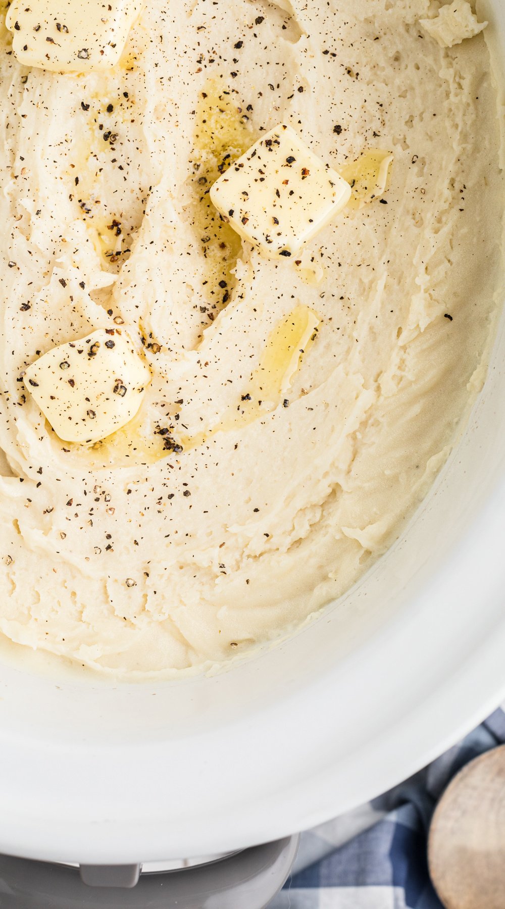long image of slow cooker mashed potatoes.