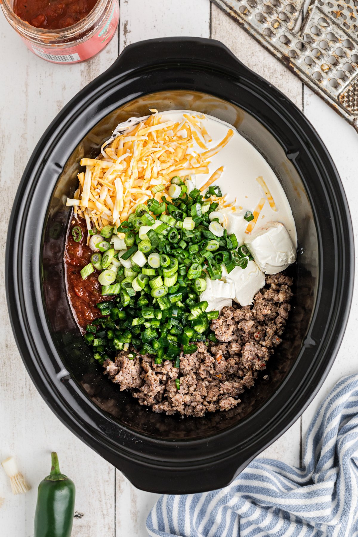 everything you need to make sausage dip in a crockpot.