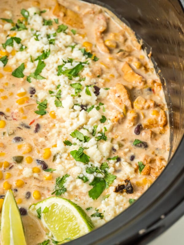street corn chicken in a slow cooker.