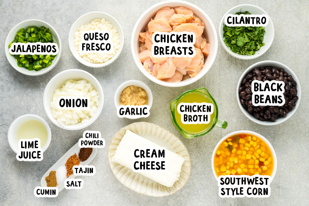 ingredients for slow cooker street corn chicken.