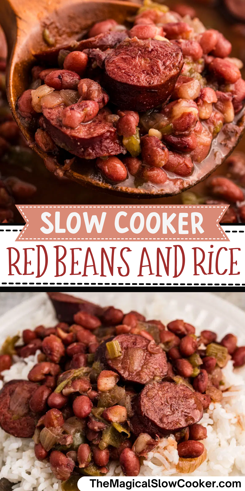 long image of red beans and rice for pinterest.
