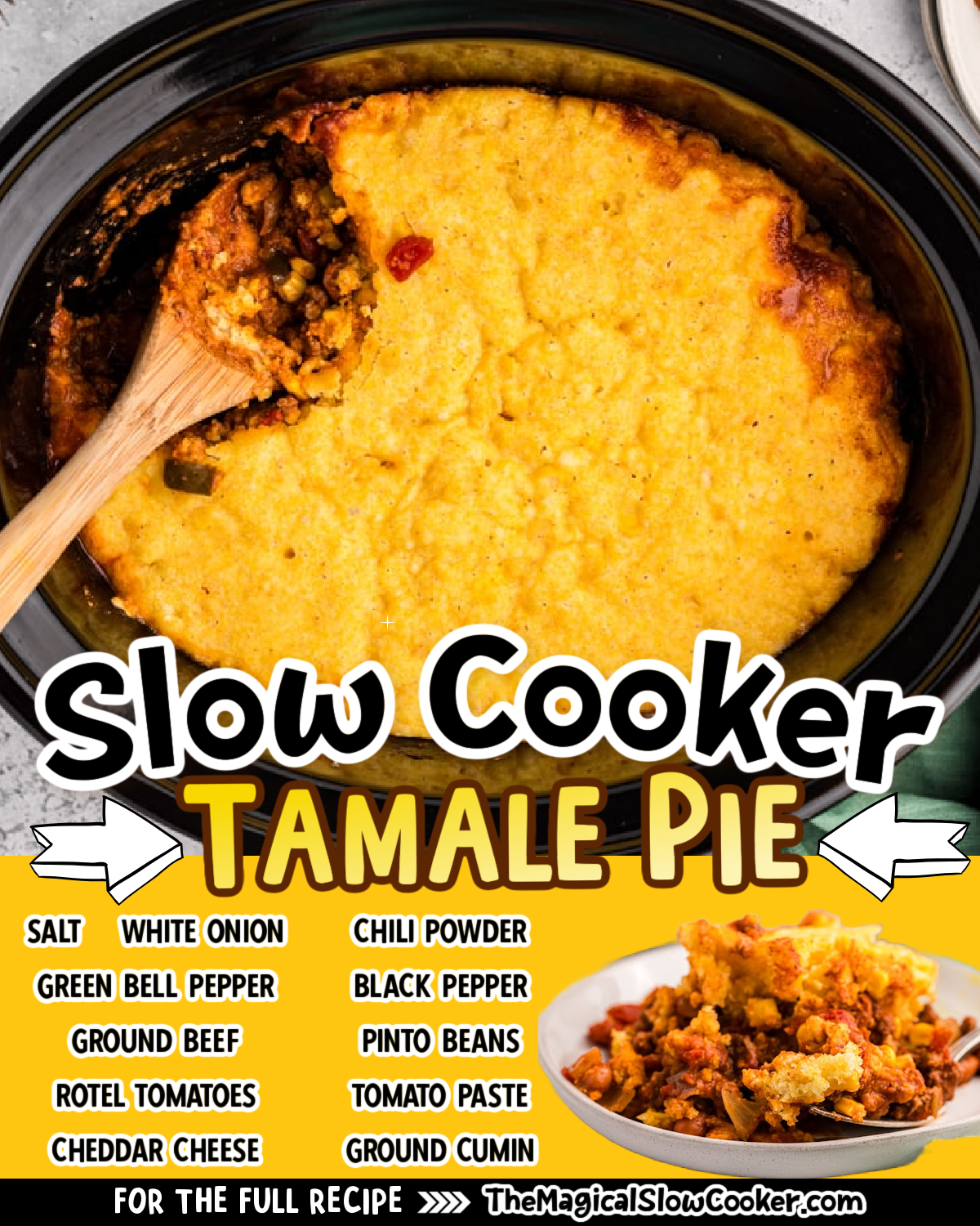 images of tamale pie with text of what the ingredients are.