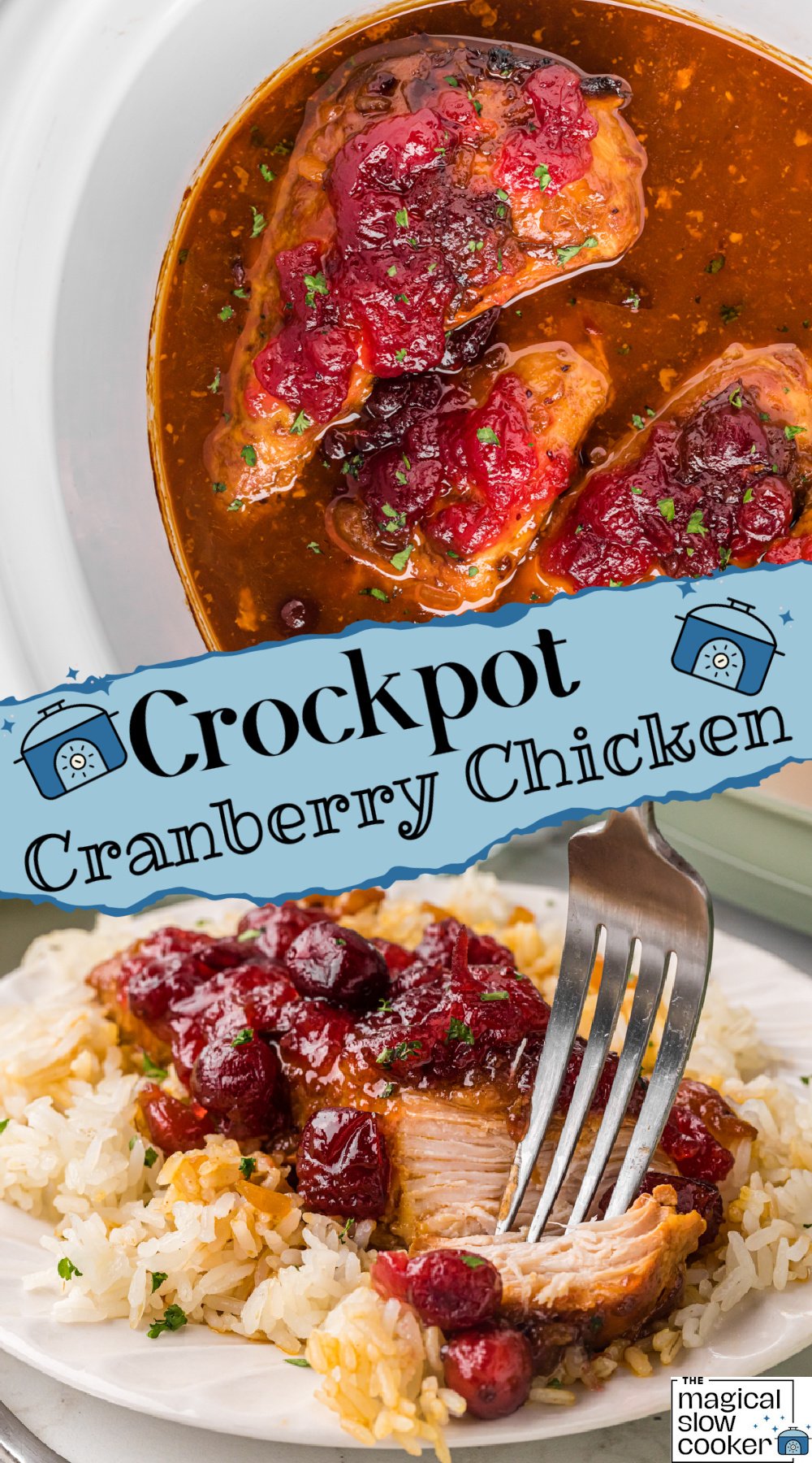 2 images of cranberry chicken
