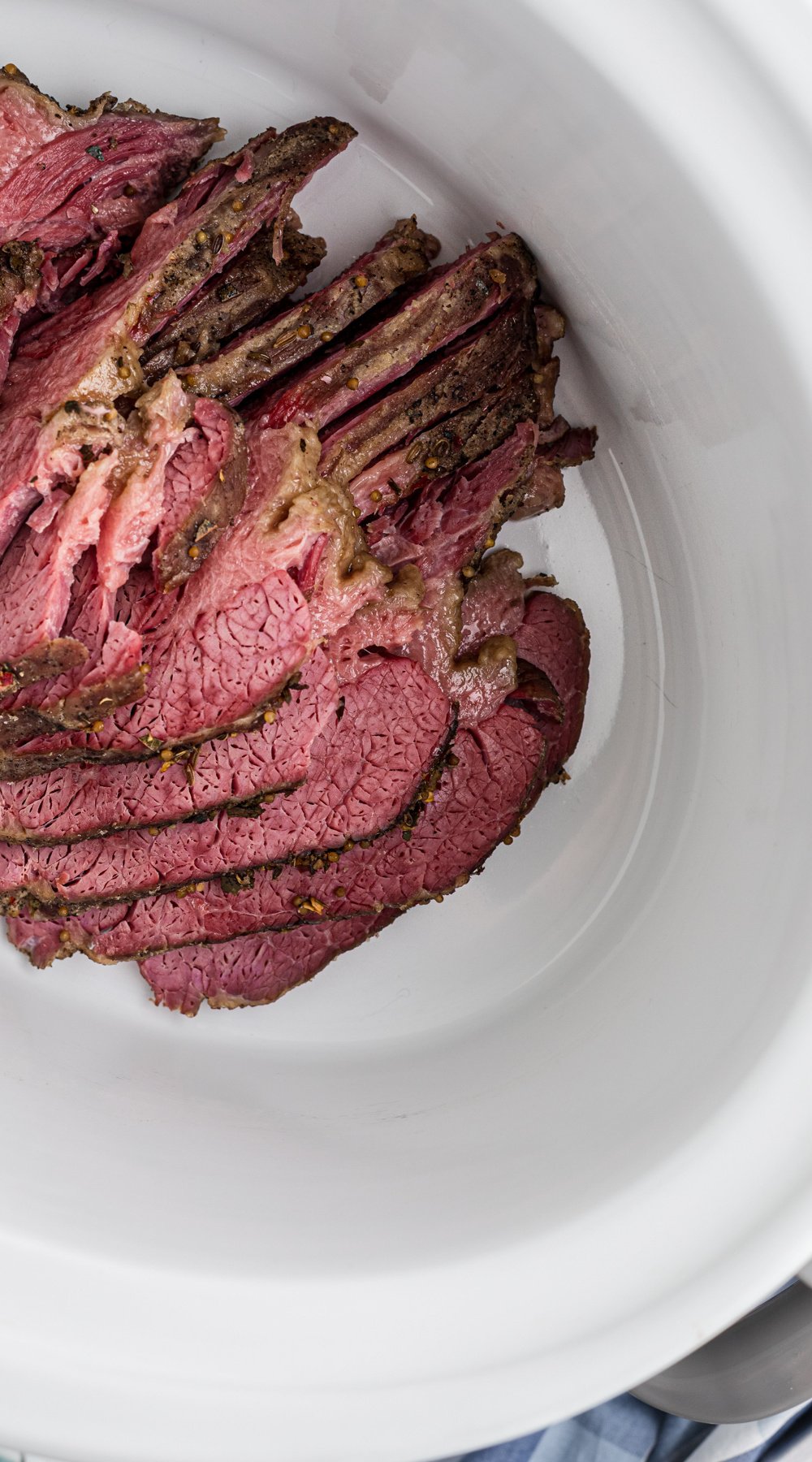 long image of slow cooker pastrami.