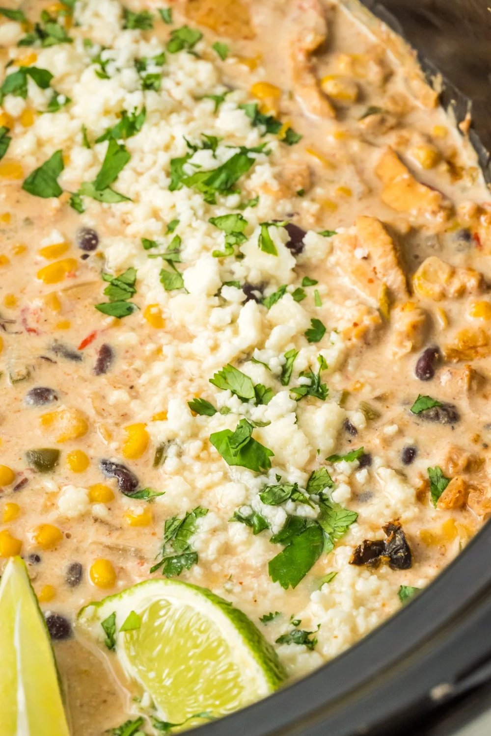close up of street corn chicken
