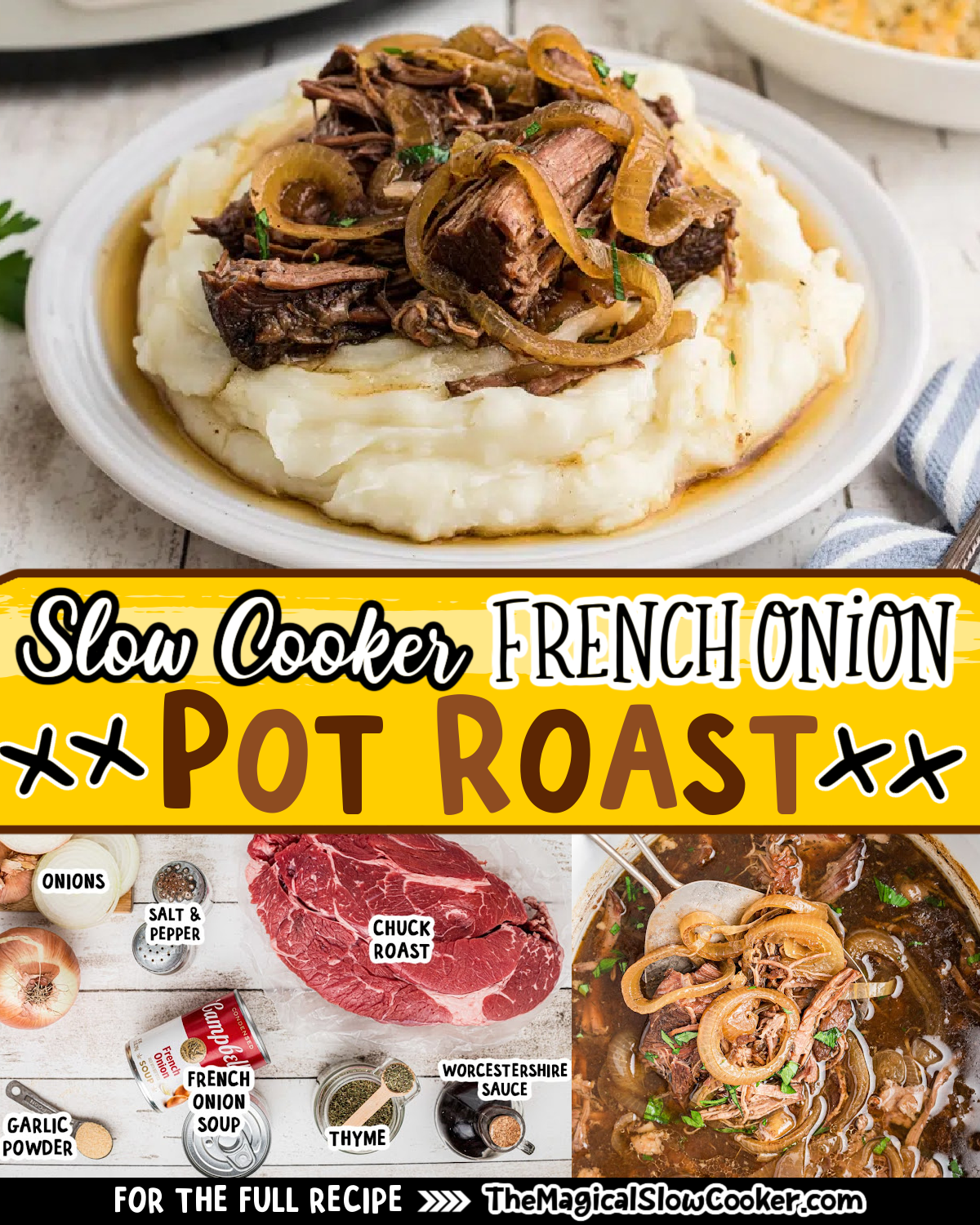 French onion pot roast photos with text of what the ingredients are for facebook.
