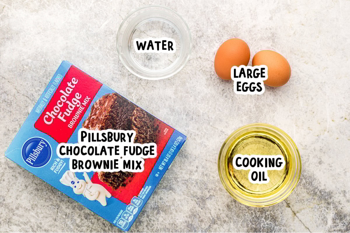 ingredients for slow cooker brownies on a table.