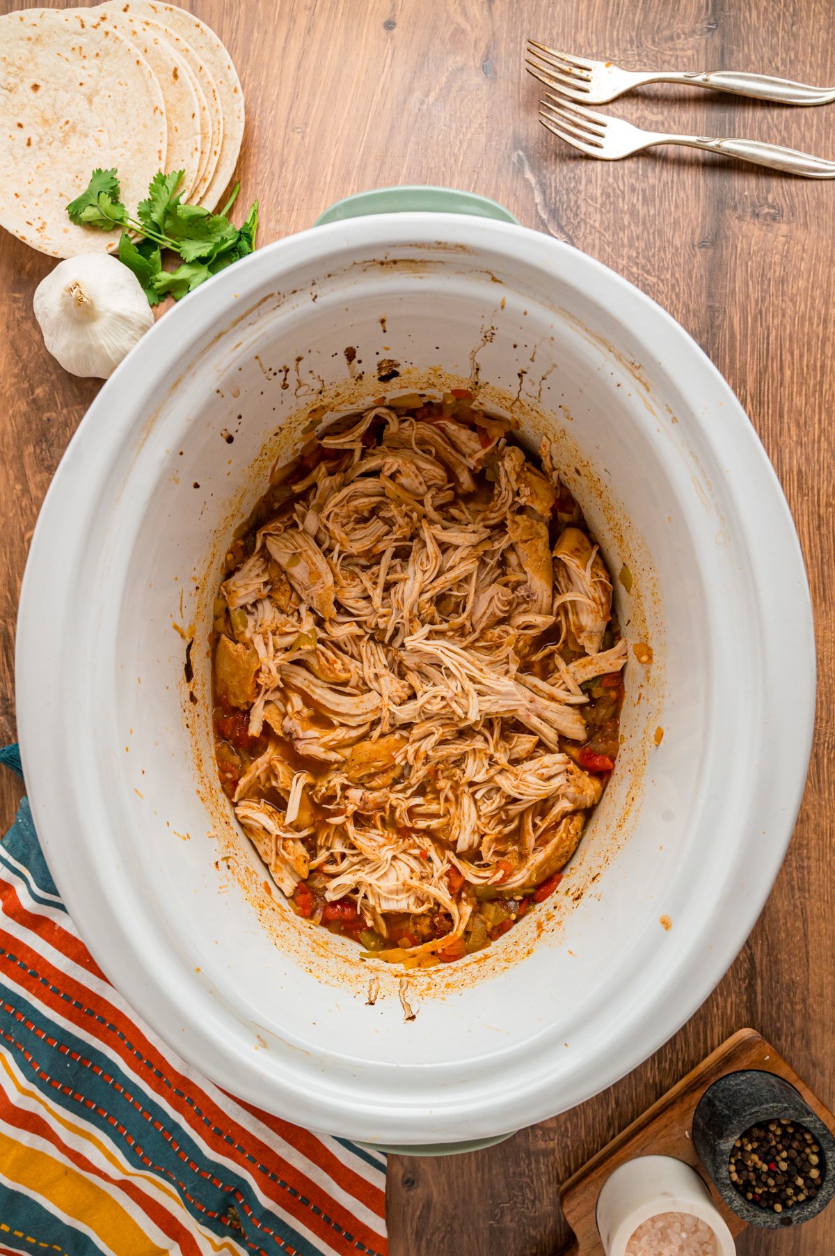 shredded chicken taco meat.