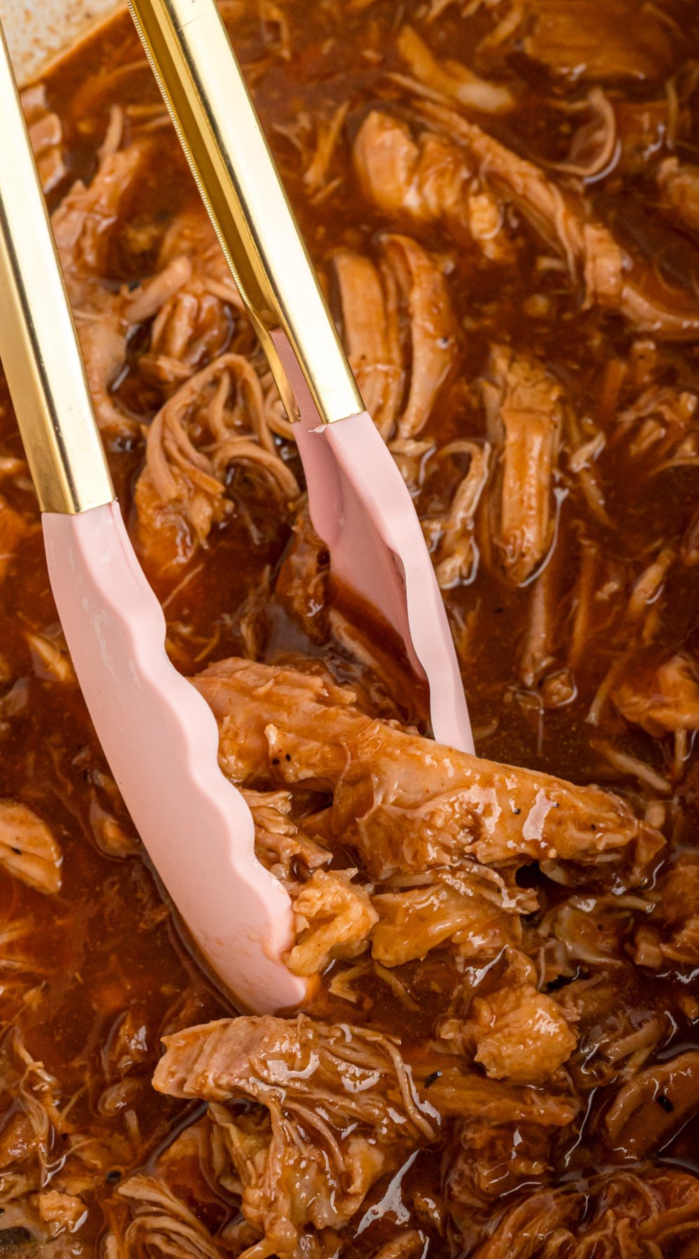 long image of slow cooker dr. pepper pulled pork.