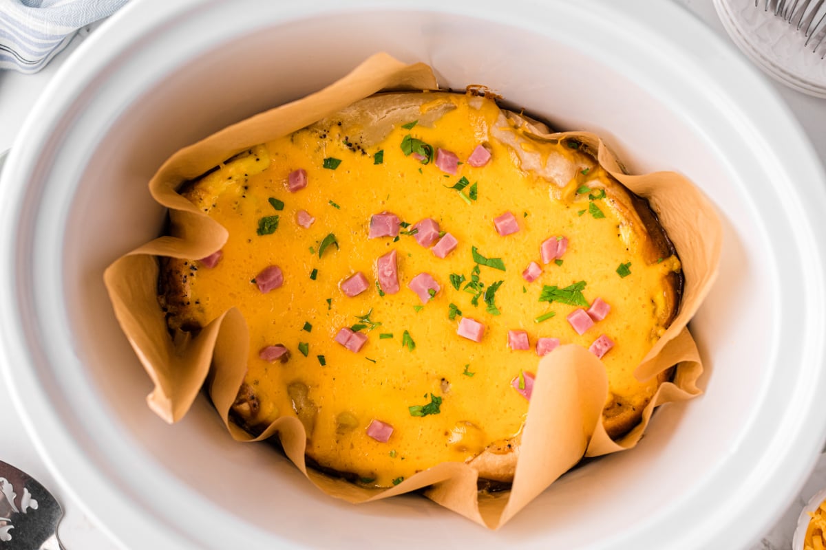 overhead of slow cooker quiche.