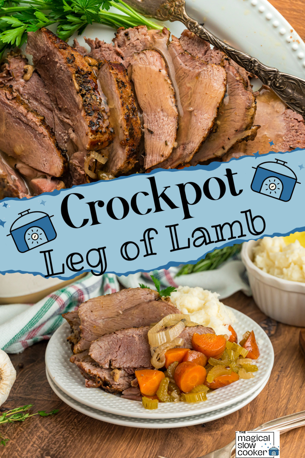 2 images of leg of lamb.