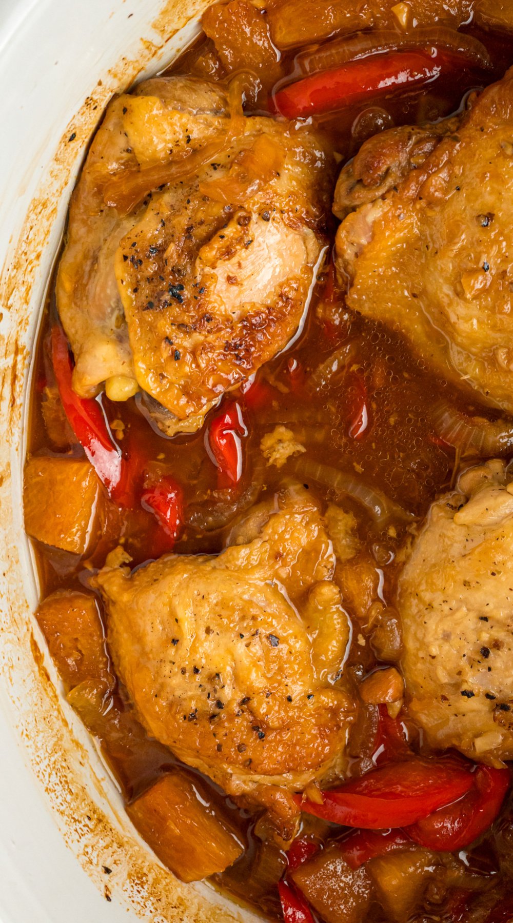 long image of slow cooker pineapple chicken.