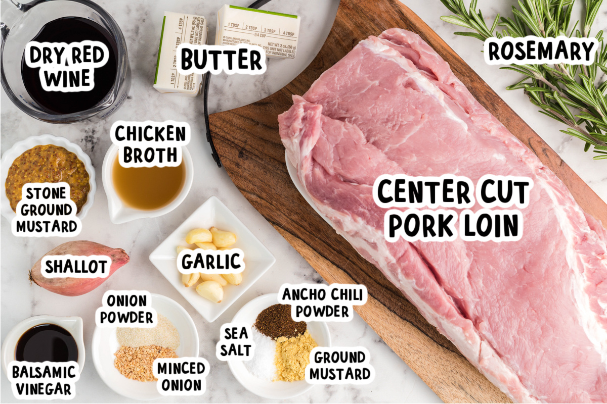 ingredients for slow cooker pulled pork pasta on a table.